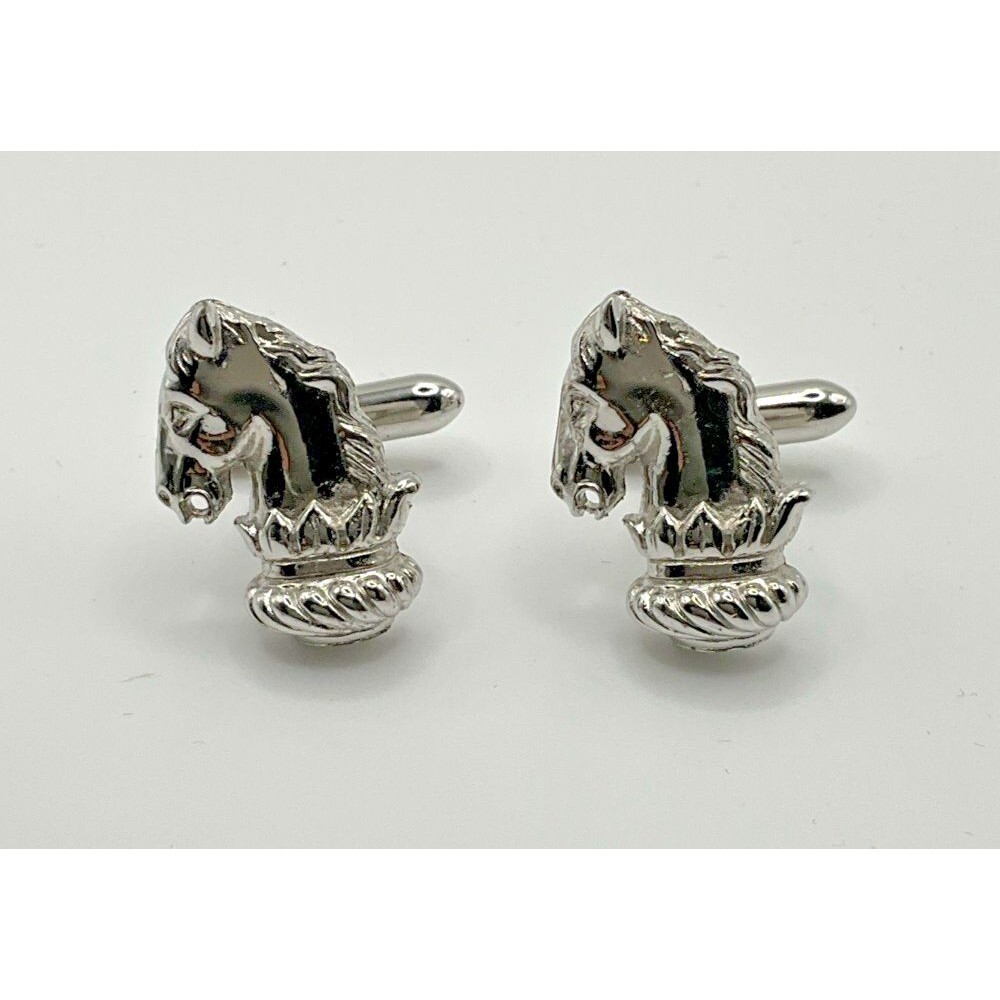 Silvertone Horse Head Knight Swank Vintage Cufflinks Gentlemen
